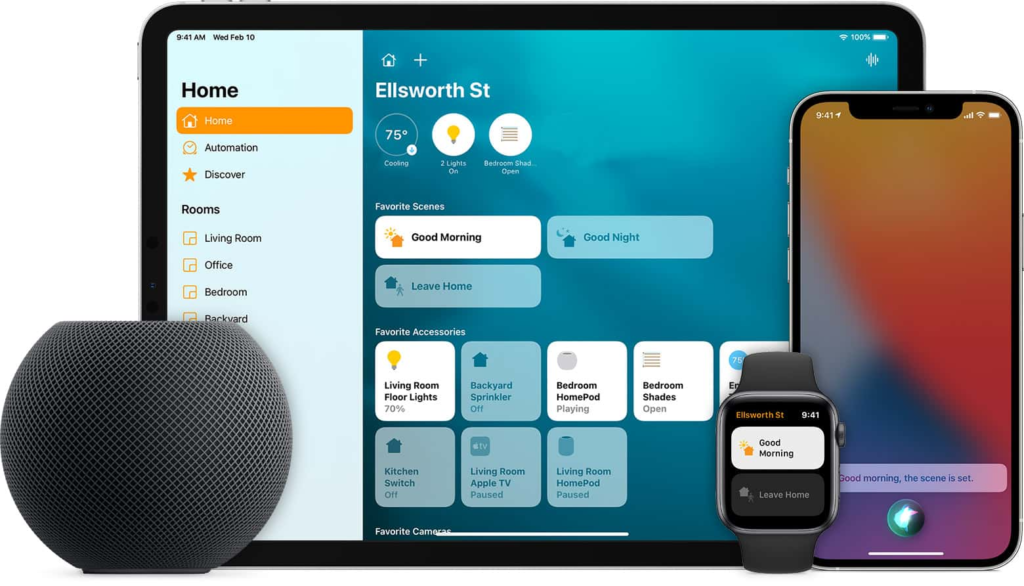 HomeKit smart home controls for lights, locks and climate