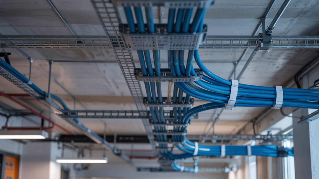 Structured data cabling installation in a commercial building